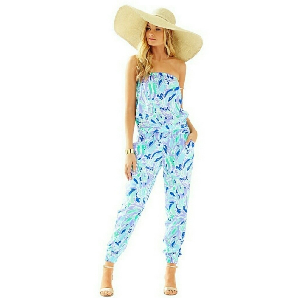 Lilly Pulitzer Emiko Lilly’s Lilac Strapless Rayon Jumpsuit XS